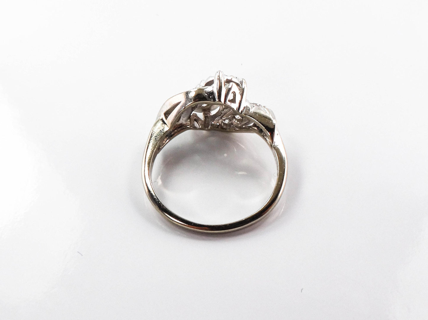 Toi et Moi Diamond Ring - 14k White Gold Natural Gems 3/4 Carat Total - Size 6 - Vintage Circa 1960's