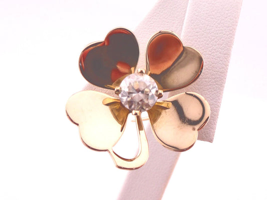Vintage 14k Gold Four Leaf Clover Pin: Good Luck Charm