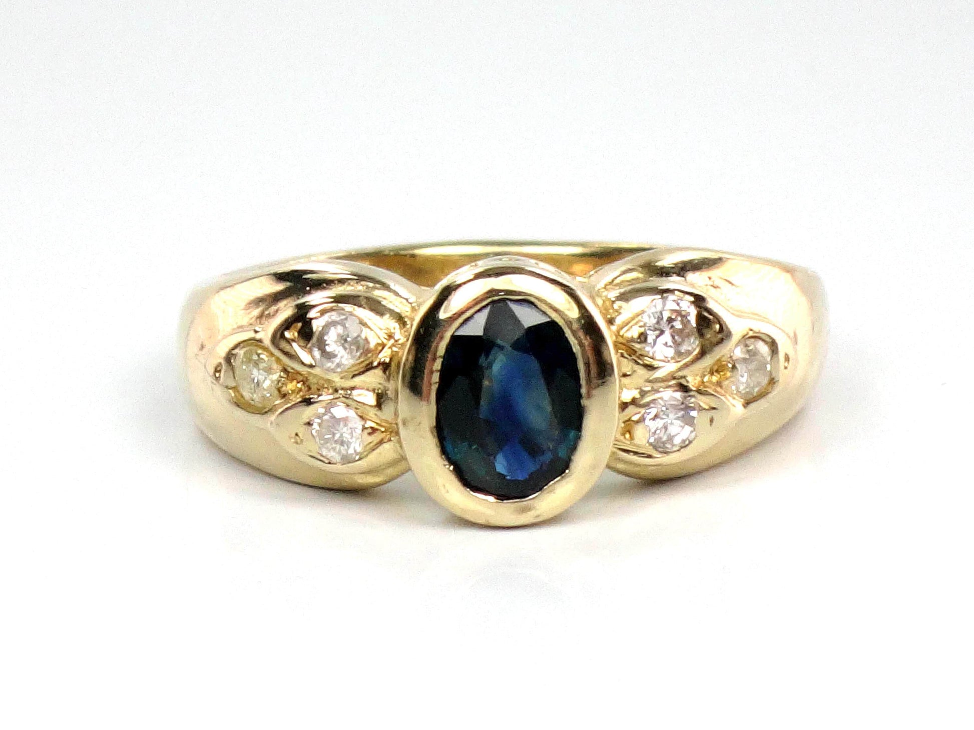 Sapphire Diamond Ring - Vintage 14k Yellow Gold September Birthstone Pinky Ring - Size 3.5