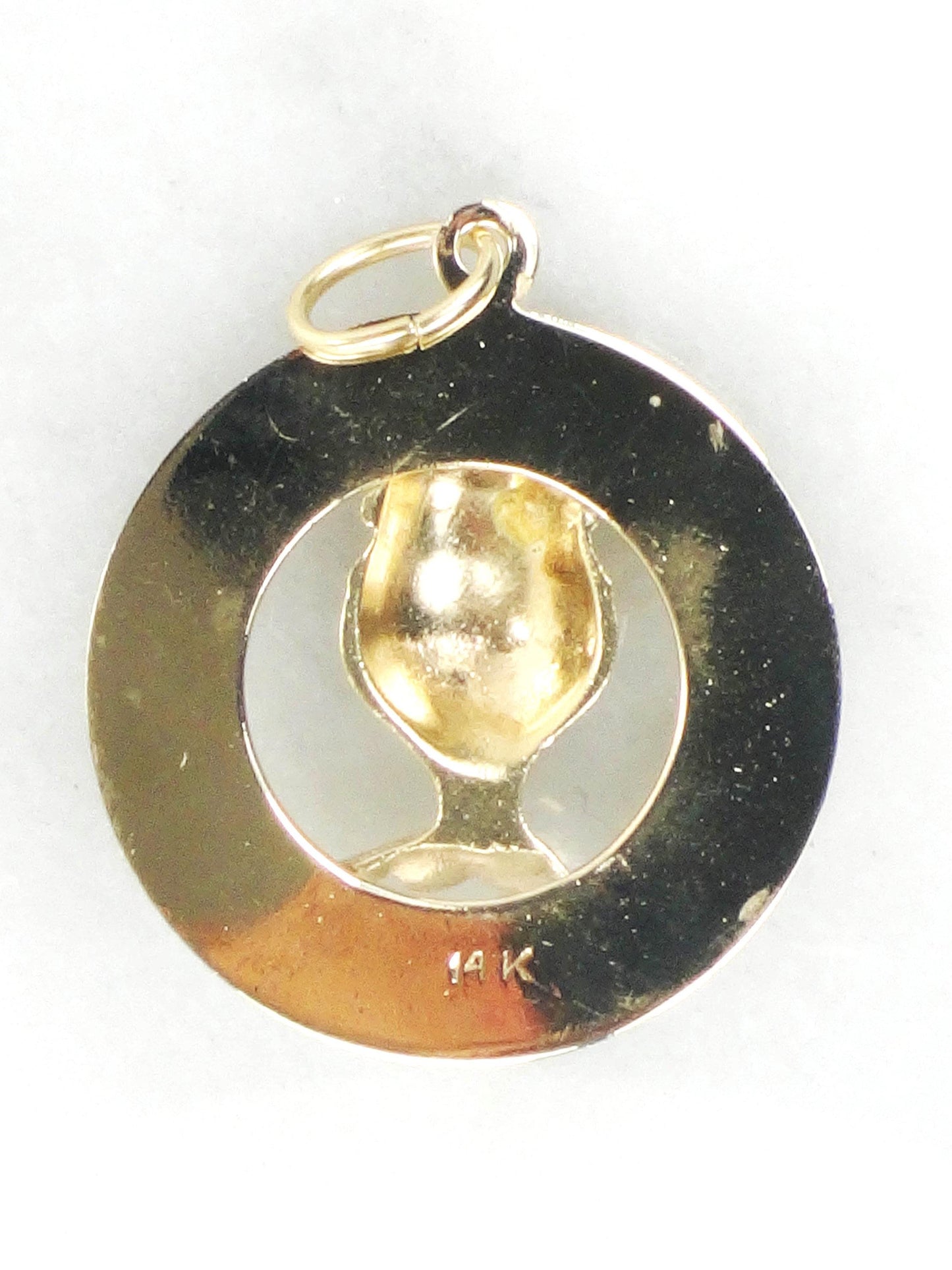 Holy Communion Charm or Pendant - Vintage Solid 14k Yellow Gold Round Christian Medal - Circa 1970's
