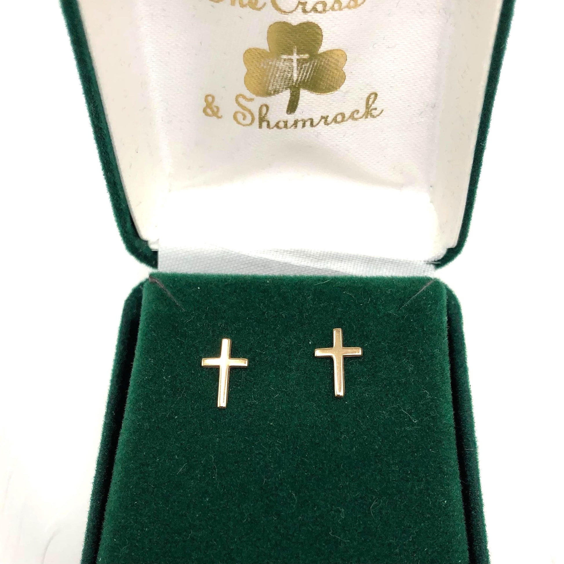 14k Yellow Gold Cross Earrings - Small Studs - Vintage Fine Jewelry