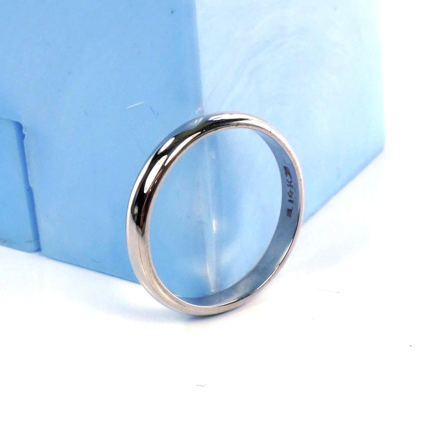 Vintage 14k White Gold Wedding Band - Thin Stacking Ring, 2.8 MM, Size 6