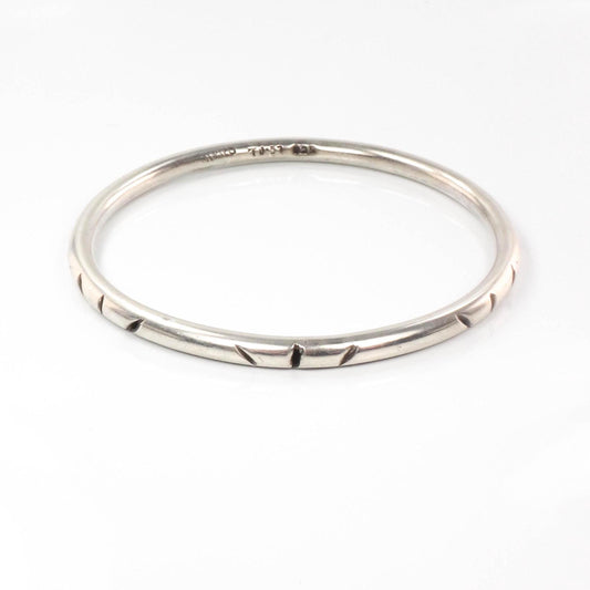 Vintage Sterling Silver Bangle Bracelet Mexico Sterling Slip on Bangle 8 1/4" Circumference