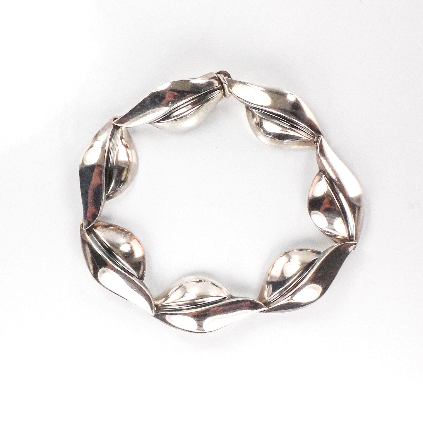 Sterling Silver Leaf Bracelet - S Christian Fogh Bracelet - Vintage SCF Denmark Modern Style Fine Jewelry