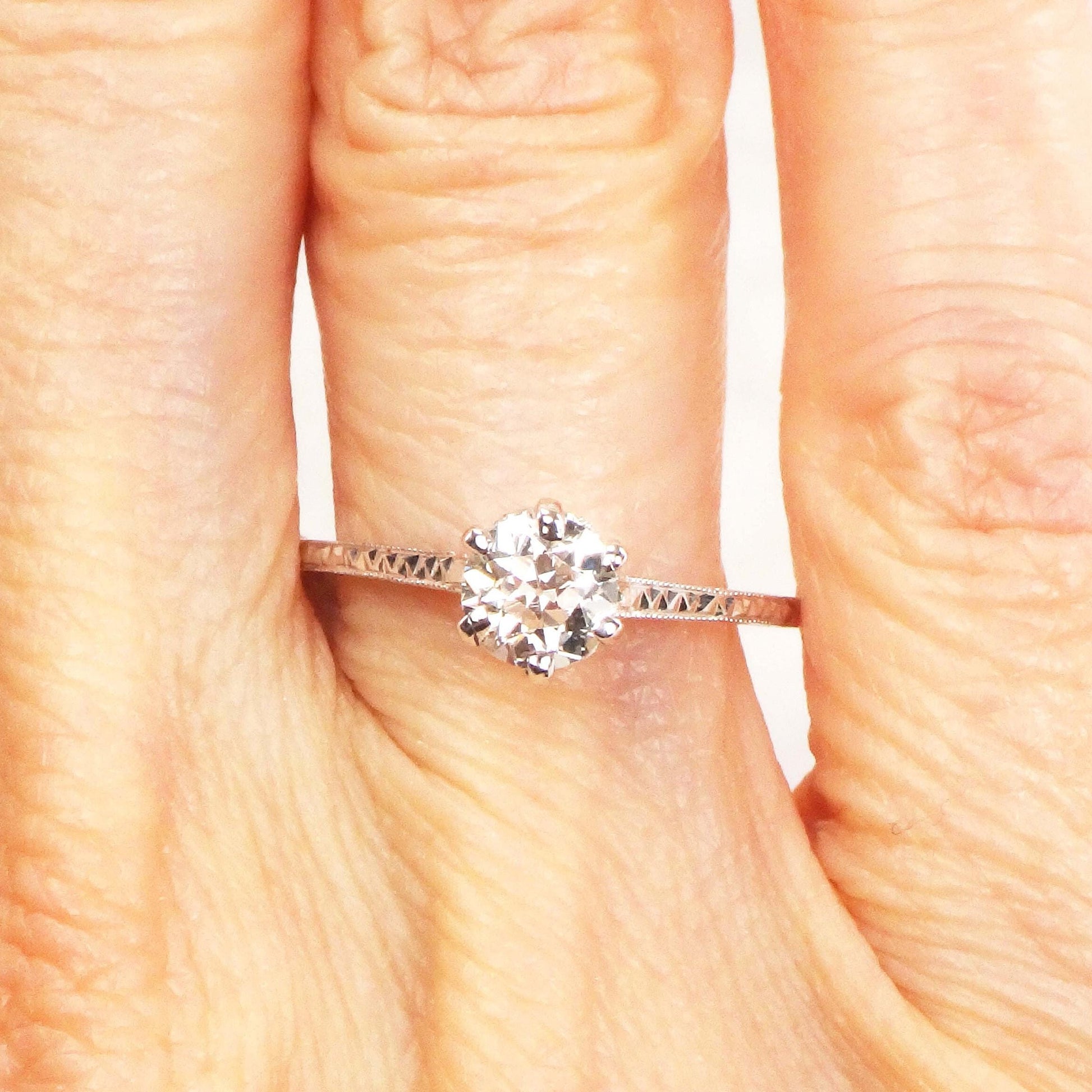 Old European Cut Diamond Engagement Ring - Art Deco 14k Gold .65 Carat GIA Certified Natural Diamond Solitaire- Circa 1920's - Fine Jewelry