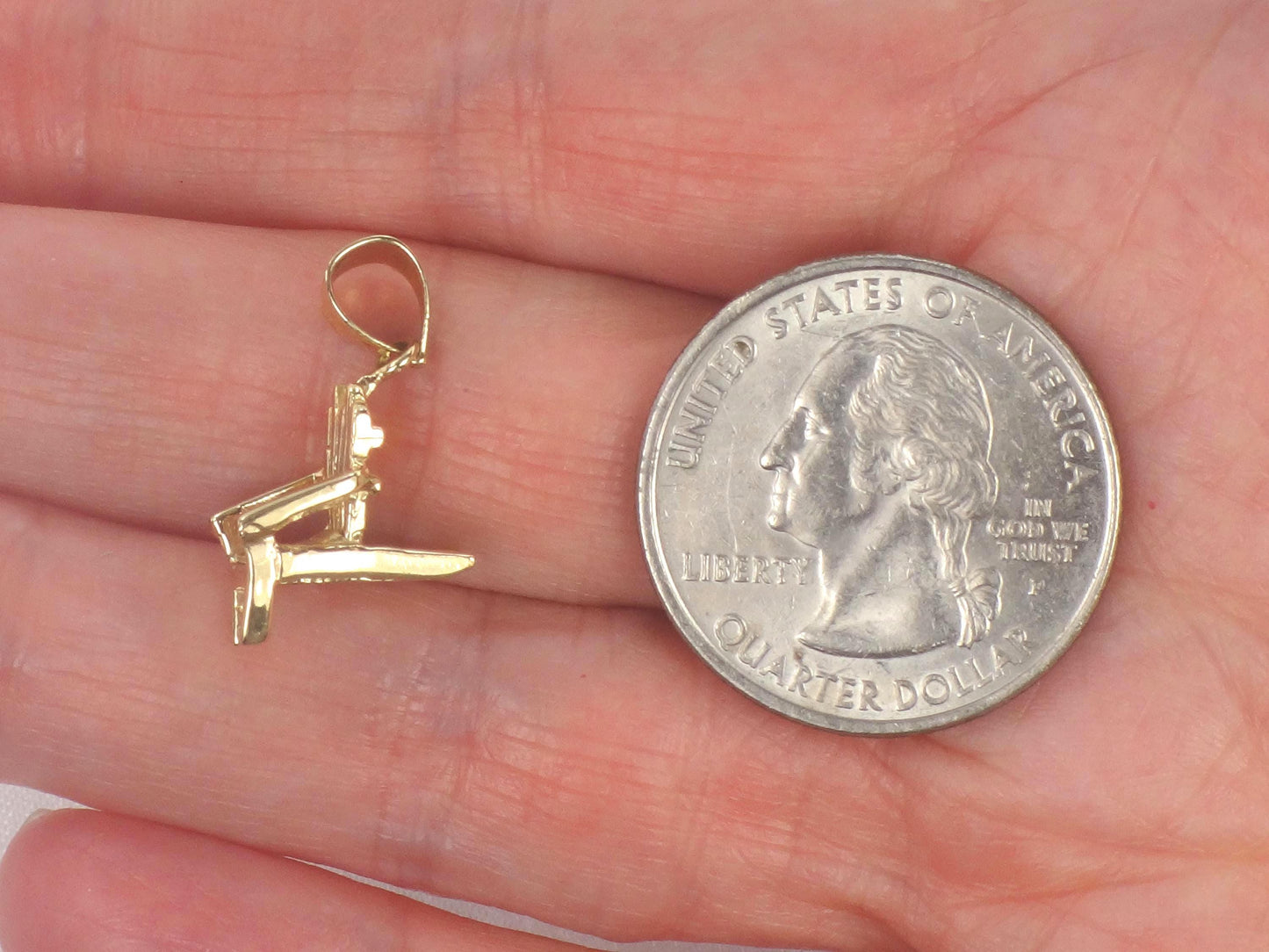 Vintage Solid 14k Yellow Gold Adirondack Chair Charm - 3-D Beach Chair Pendant