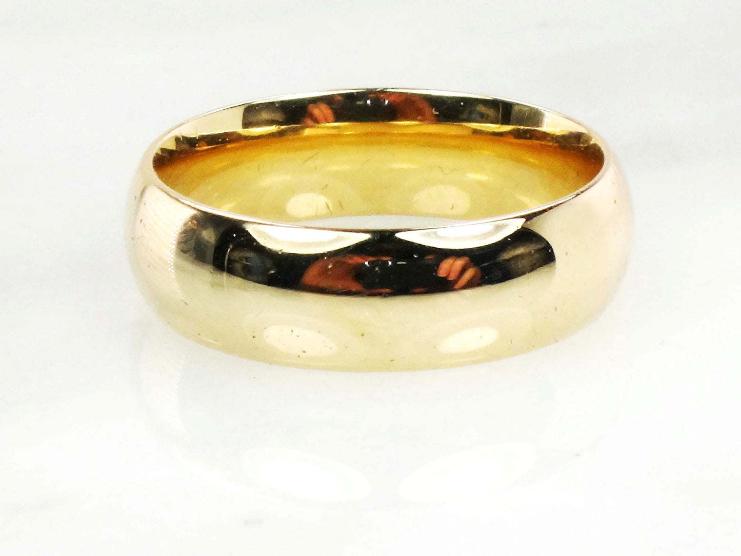 Solid 14k Yellow Gold Wedding Band - Vintage 7 mm Wide Plain Wedding Ring with Comfort Fit - Size 10.5 - Men's Unisex