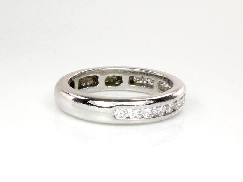 Vintage Platinum Diamond Wedding Band: Round Cut, .70 Carat, Size 8
