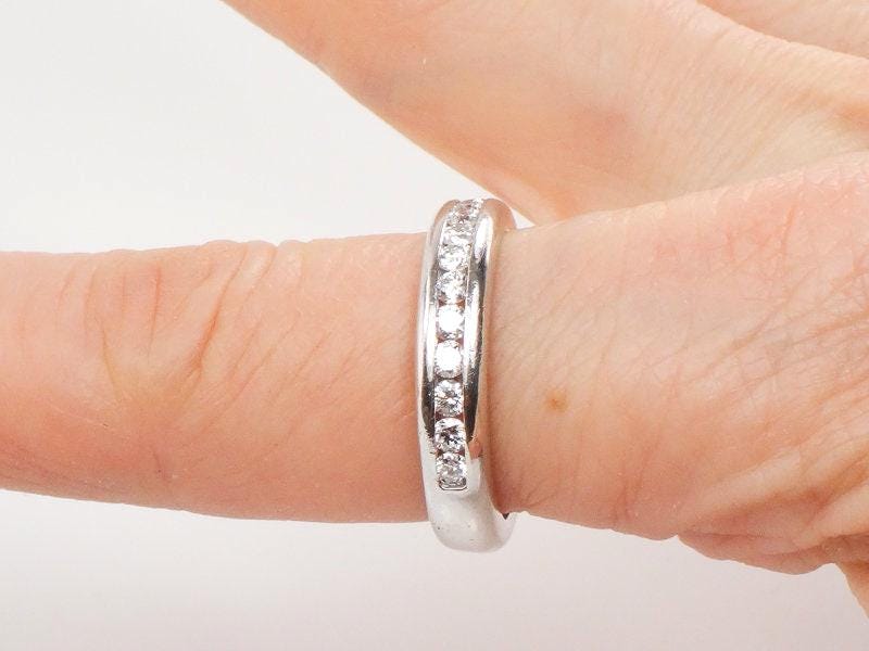 Platinum Diamond Wedding Band - Vintage Natural Round Gemstone Ring - Approx .70 Carats TDW Size 8