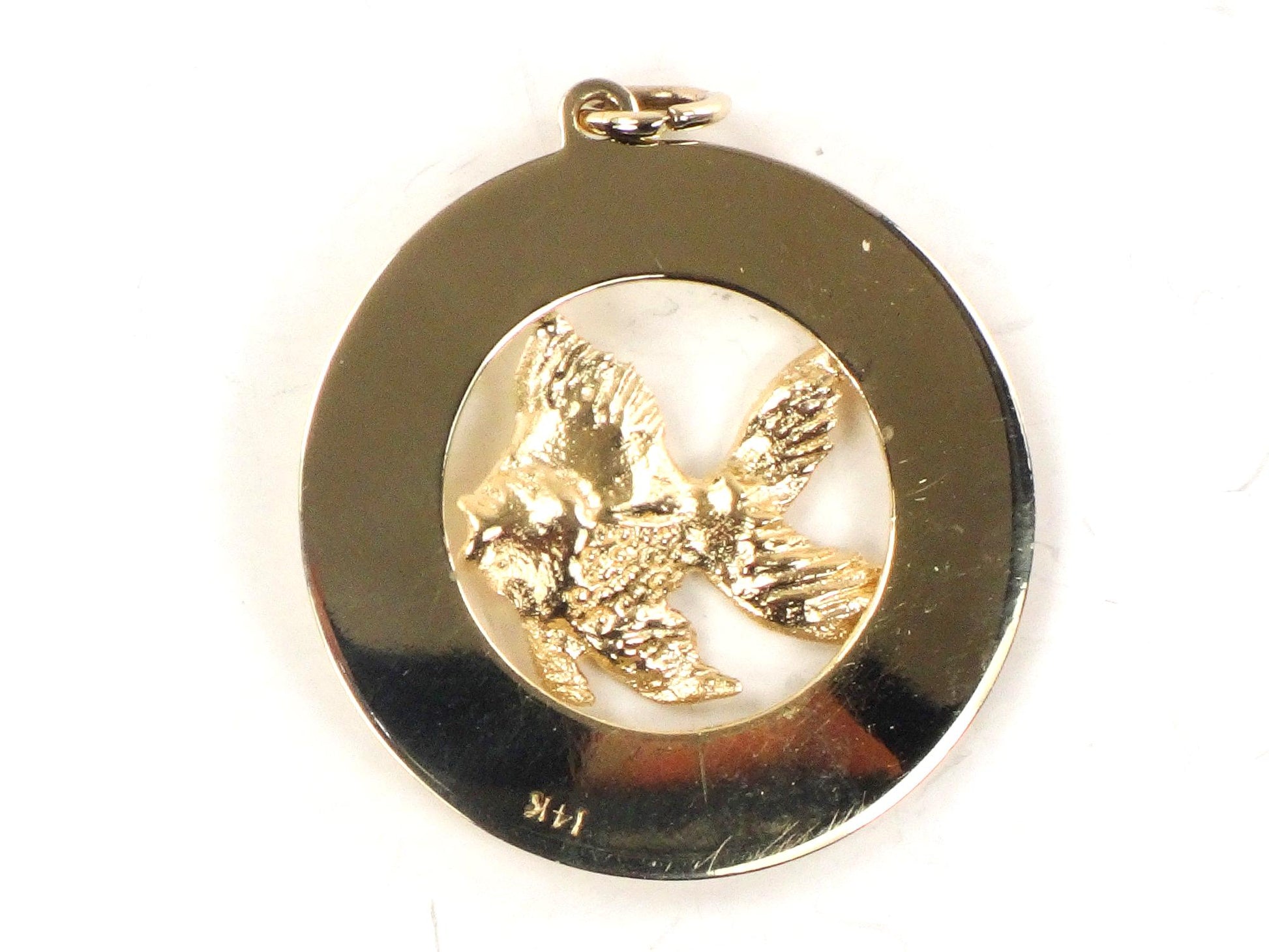 Vintage 14k Gold Fish Pendant - Large Solid Yellow Goldfish for Good Luck Charm