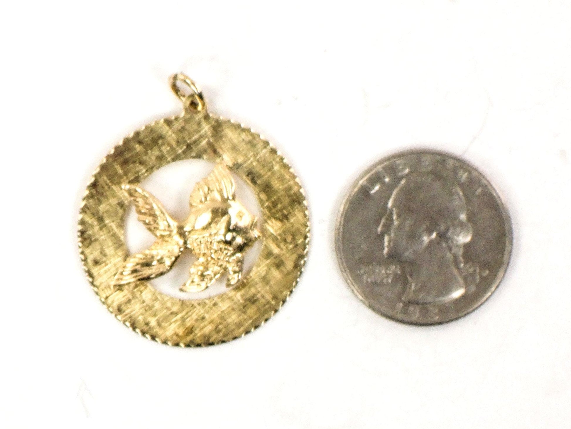 Vintage 14k Gold Fish Pendant - Large Solid Yellow Goldfish for Good Luck Charm