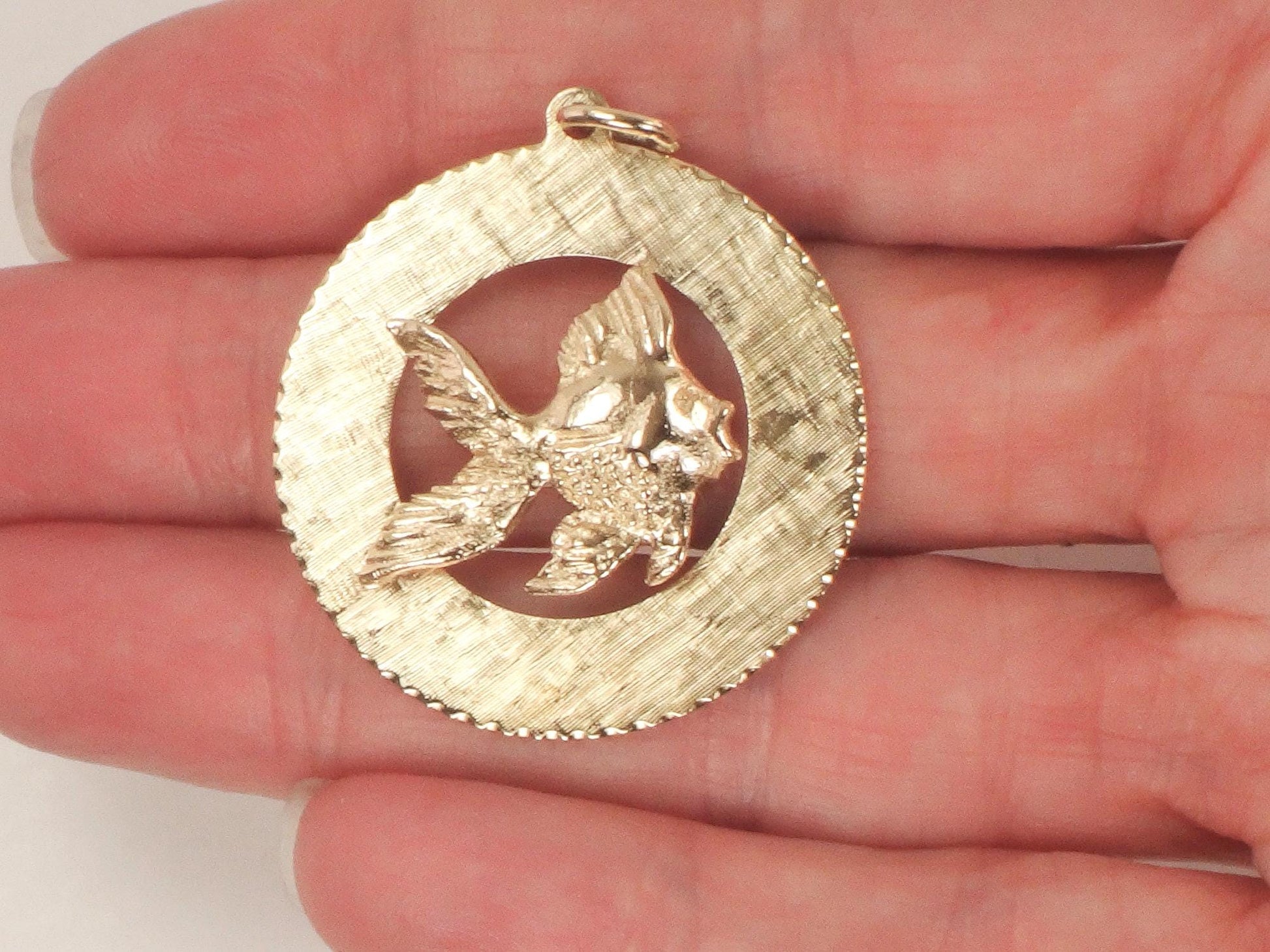 Vintage 14k Gold Fish Pendant - Large Solid Yellow Goldfish for Good Luck Charm