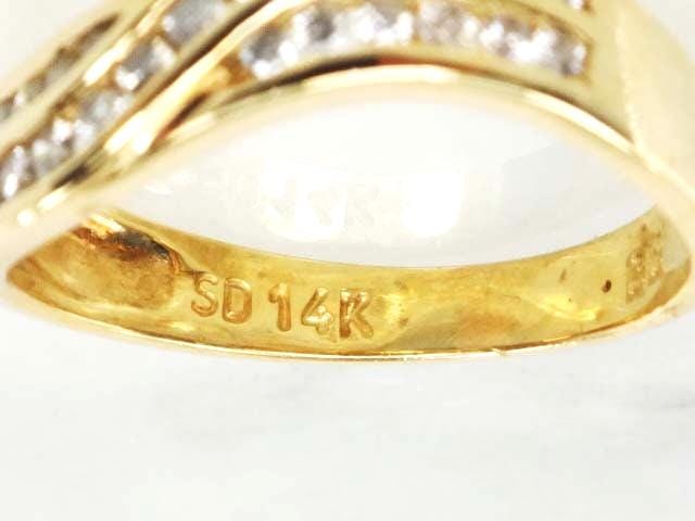 Vintage 14k Yellow Gold Natural Diamond Twist Ring - .33 Carats TDW Wave Style - Size 7.25