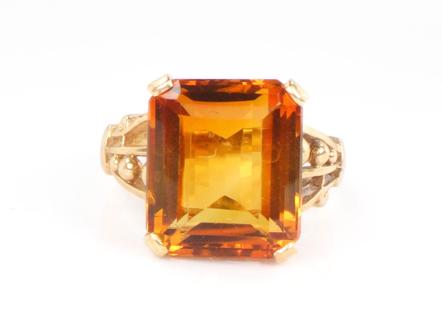 Vintage 10k Gold Citrine Ring, Approx. 8 Carat Rectangle Cut Golden Citrine Ring November Birthstone Ring, Size 6