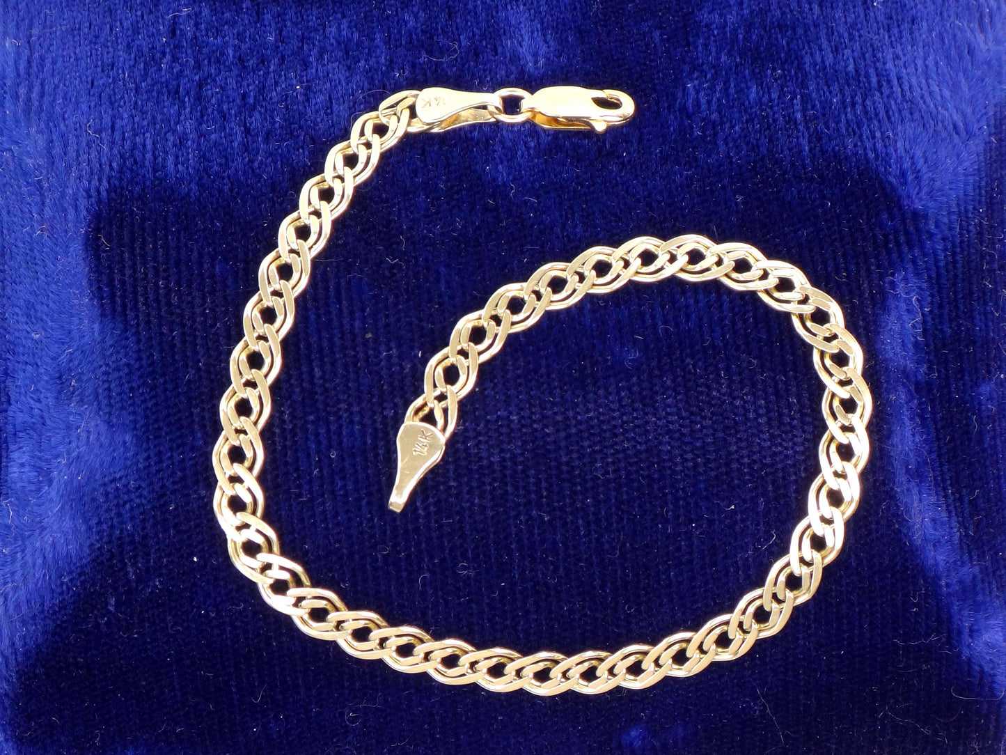 Vintage 14k Yellow Gold Link Bracelet, Solid Gold Bracelet 7 1/2"