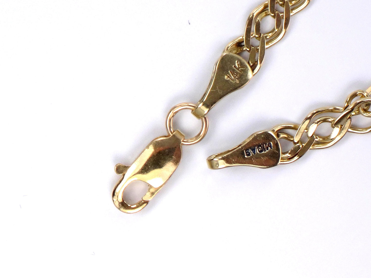 Vintage 14k Yellow Gold Link Bracelet, Solid Gold Bracelet 7 1/2"