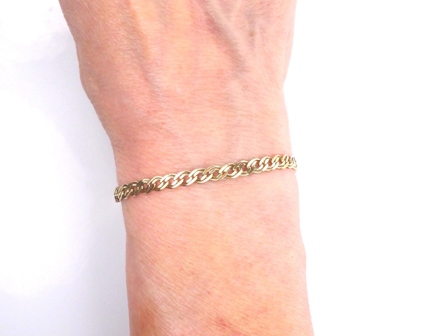 Vintage 14k Yellow Gold Link Bracelet, Solid Gold Bracelet 7 1/2"