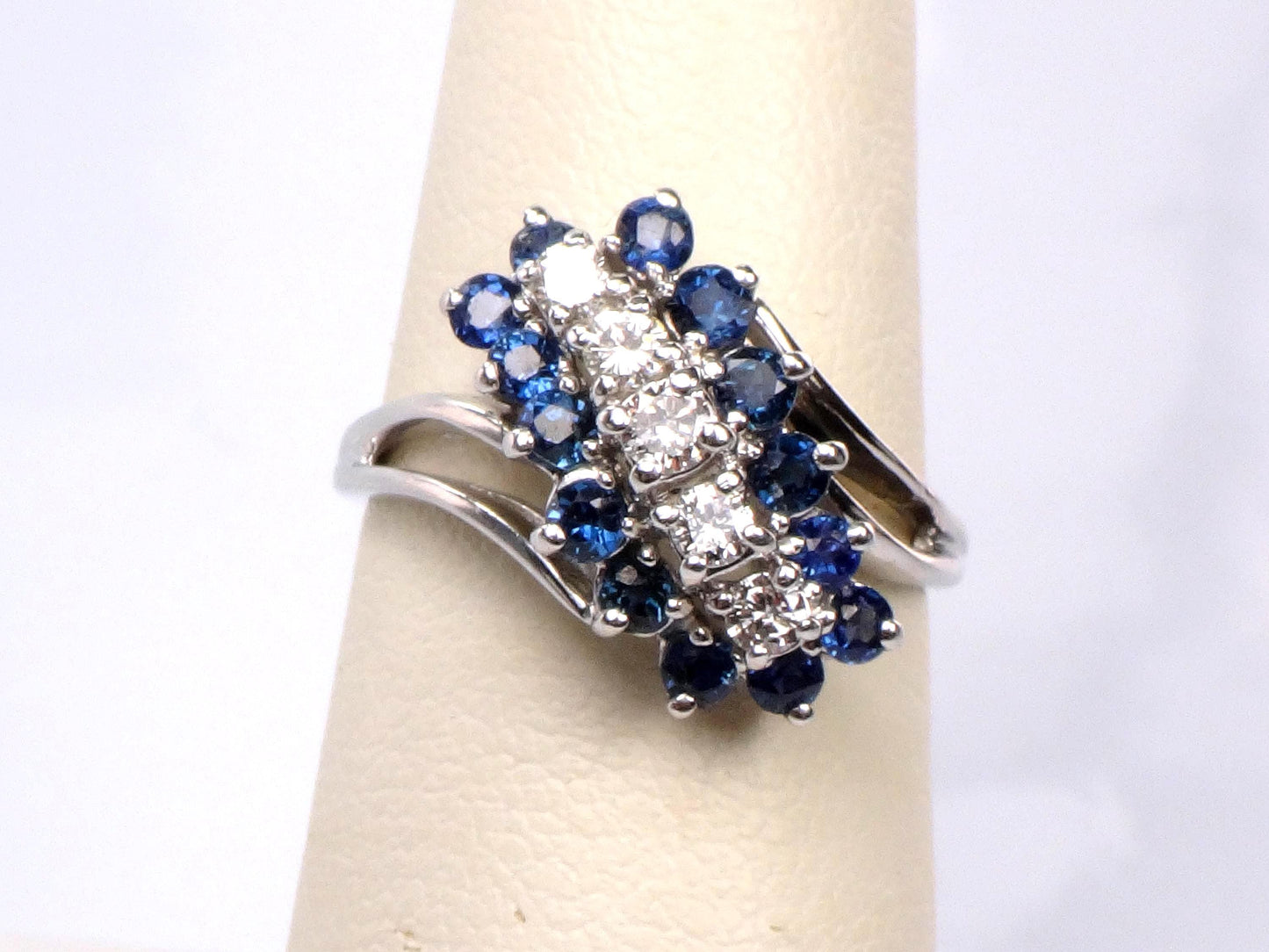Vintage 14k Gold Genuine Sapphire and Diamond Ring - Blue Sapphire September Birthstone - Size 6.5