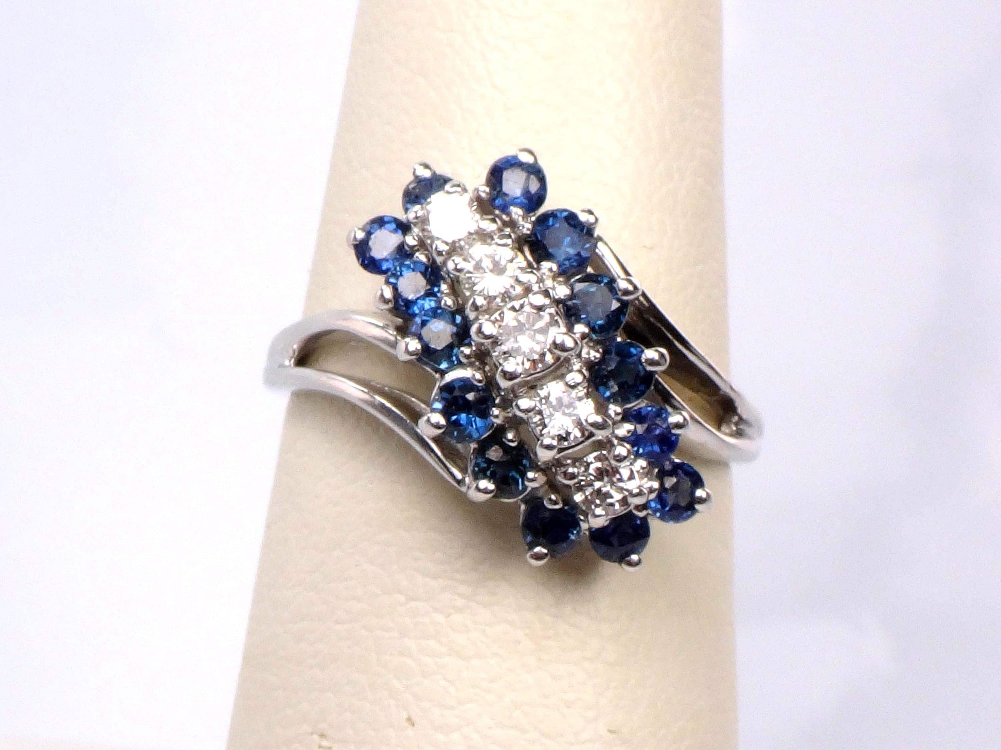 Vintage 14k Gold Genuine Sapphire and Diamond Ring - Blue Sapphire September Birthstone - Size 6.5