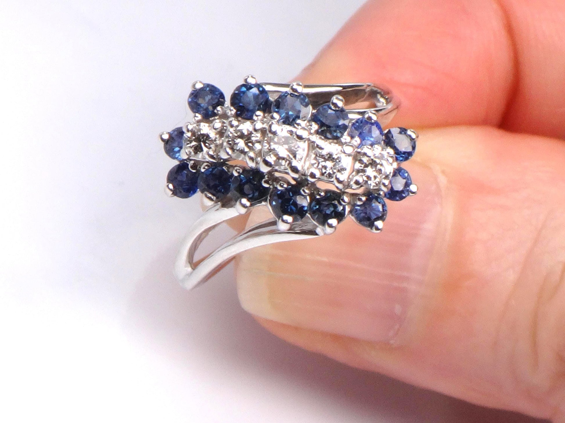 Vintage 14k Gold Genuine Sapphire and Diamond Ring - Blue Sapphire September Birthstone - Size 6.5
