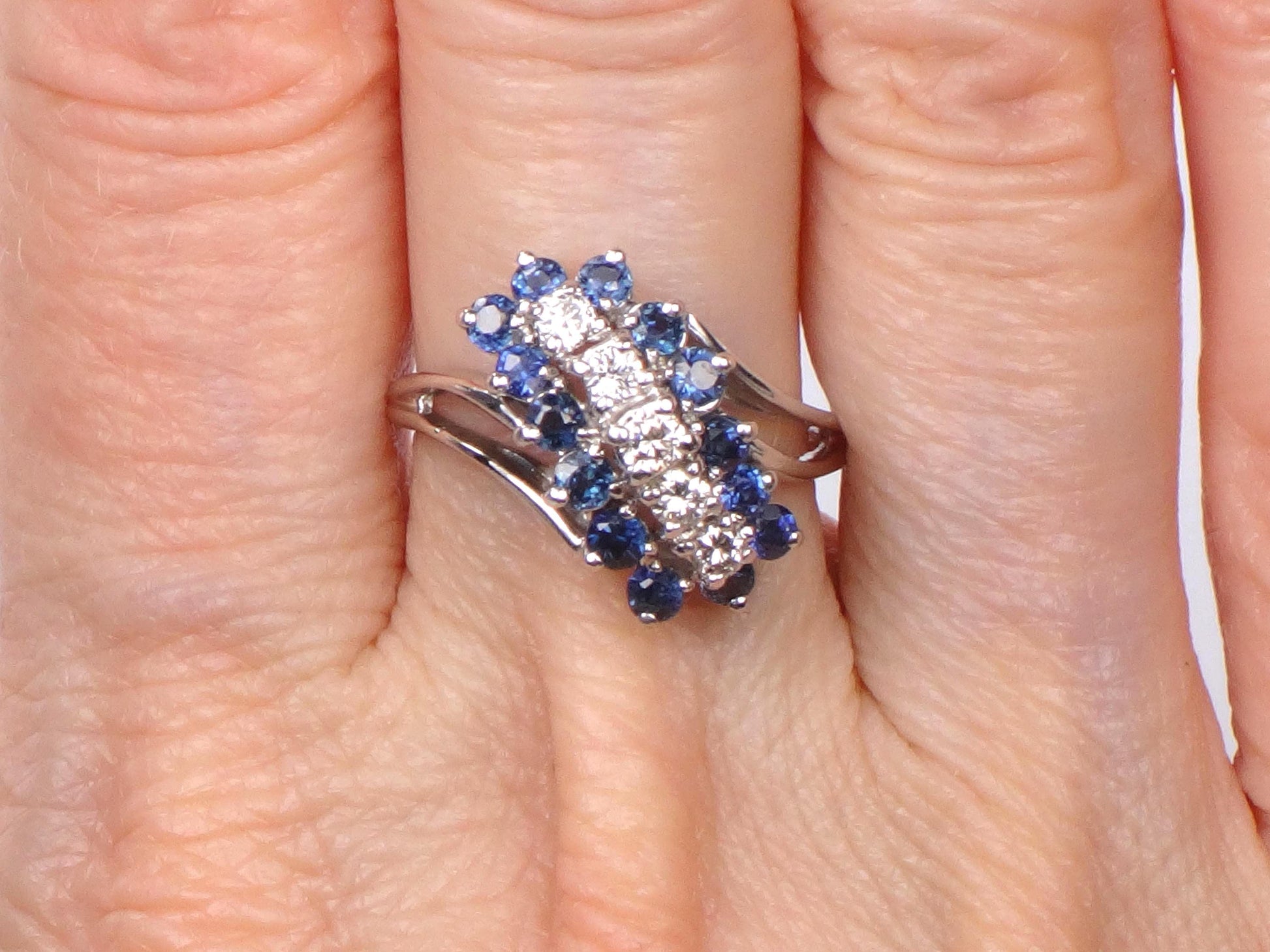 Vintage 14k Gold Genuine Sapphire and Diamond Ring - Blue Sapphire September Birthstone - Size 6.5