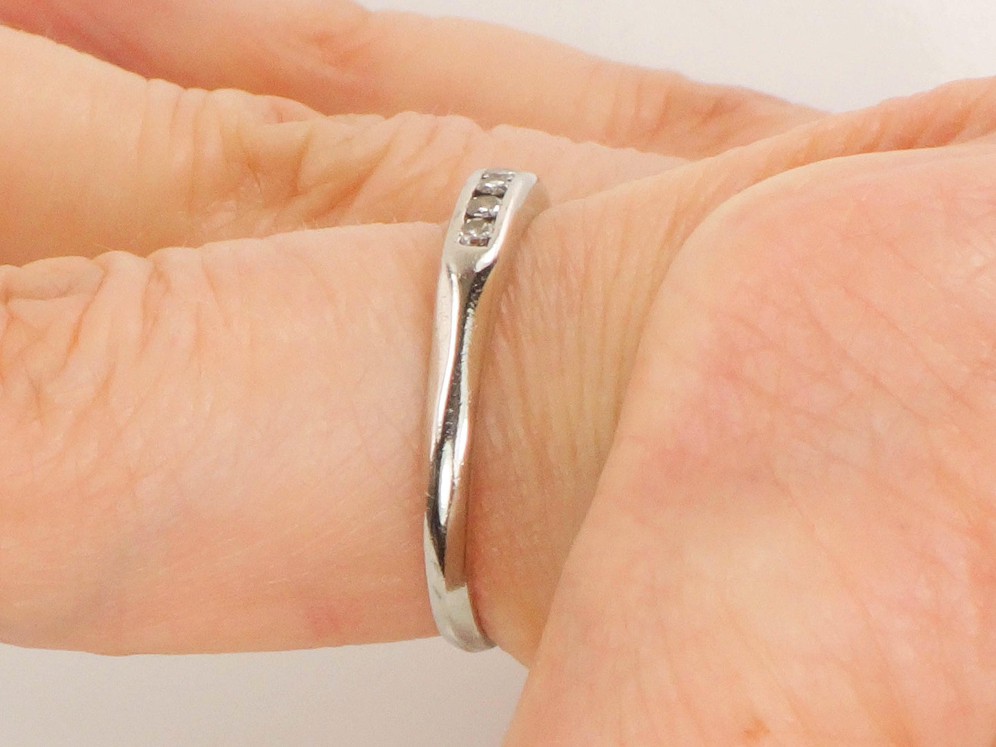 Vintage Platinum Diamond Wedding Band - Diamond Stacking Ring - Size 7.75 - Circa 1940's