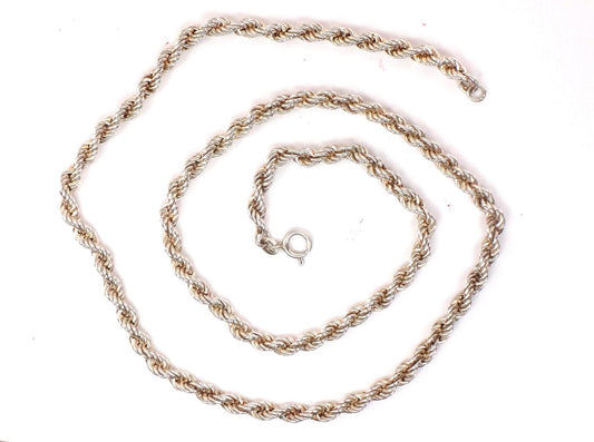 Vintage Sterling Silver Rope Chain Twisted Link Chain - 24" 22.6 grams