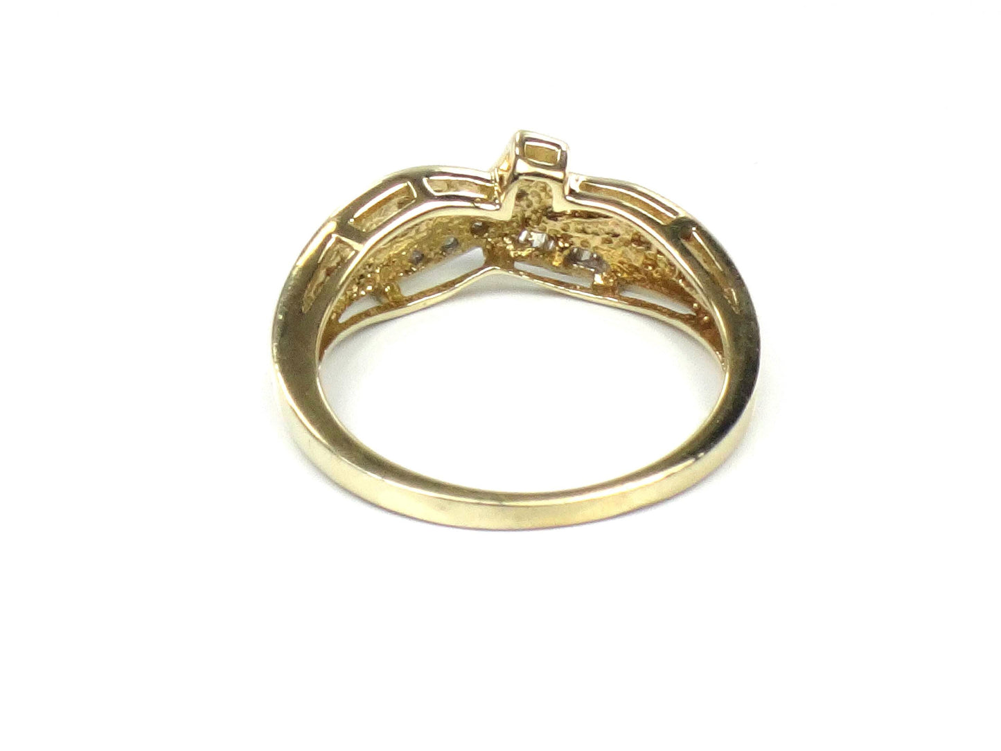 Vintage 10k Gold Diamond Ring - Round and Baguette Cut Natural Diamonds - Size 6.5