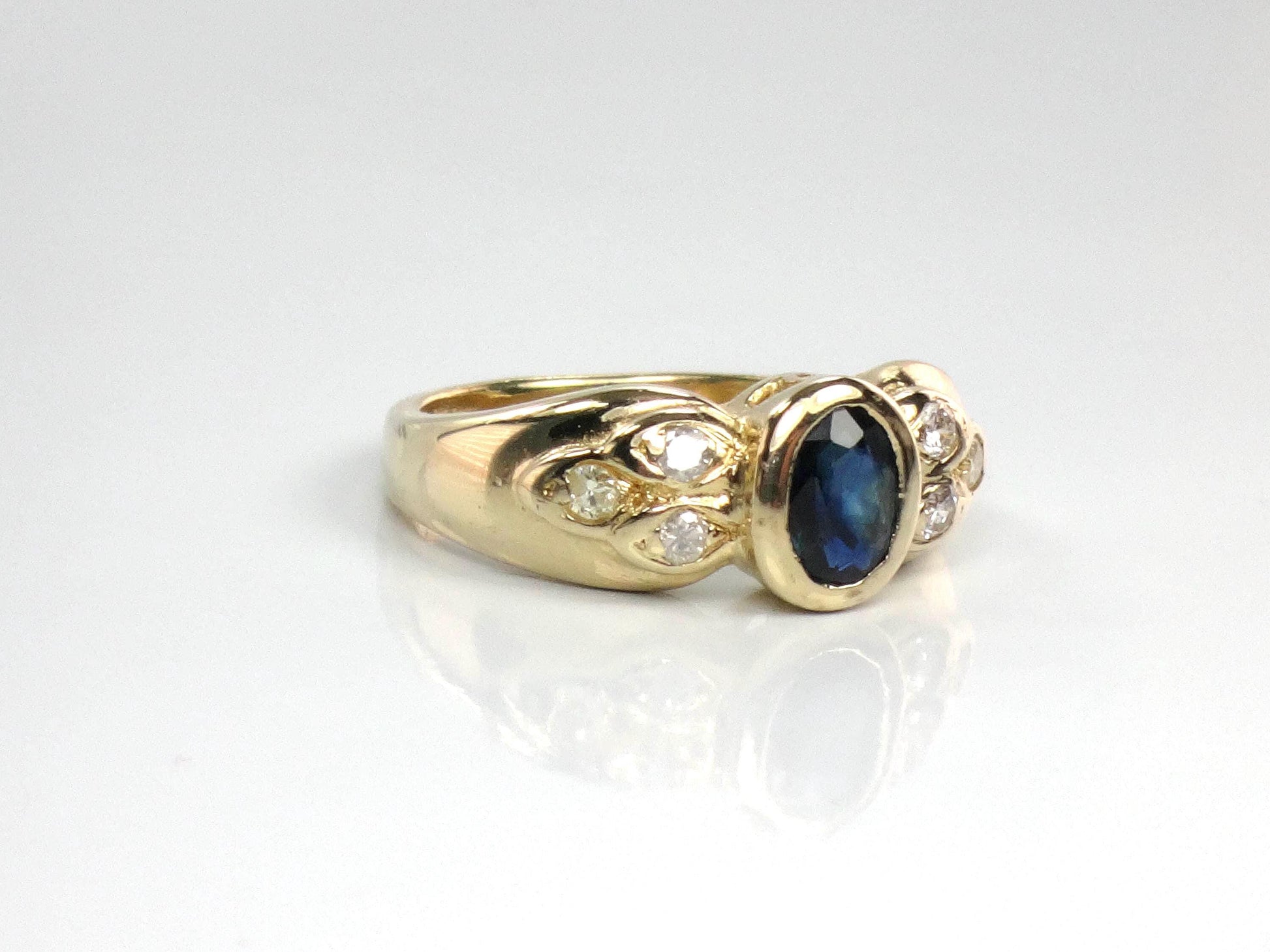 Sapphire Diamond Ring - Vintage 14k Yellow Gold September Birthstone Pinky Ring - Size 3.5