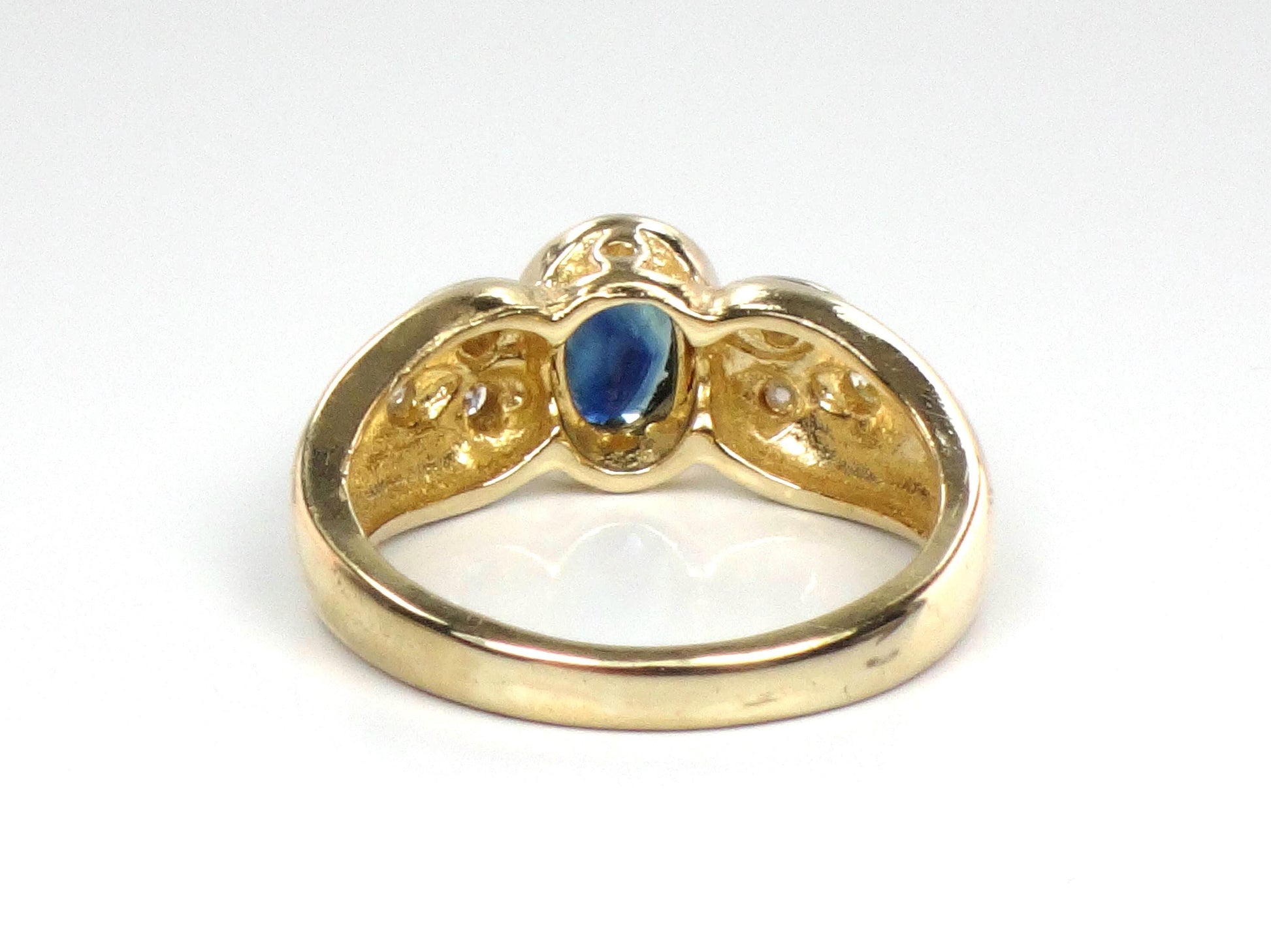 Sapphire Diamond Ring - Vintage 14k Yellow Gold September Birthstone Pinky Ring - Size 3.5