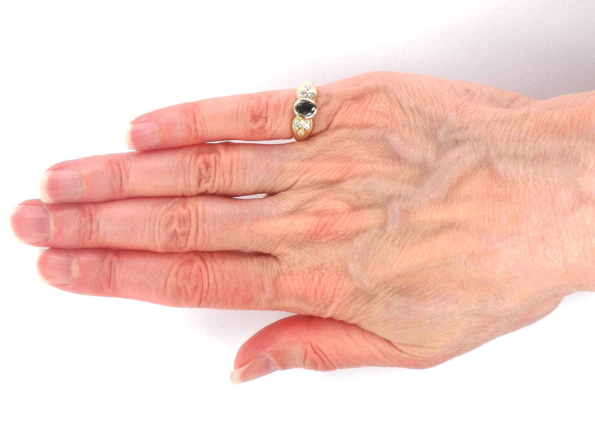 Sapphire Diamond Ring - Vintage 14k Yellow Gold September Birthstone Pinky Ring - Size 3.5