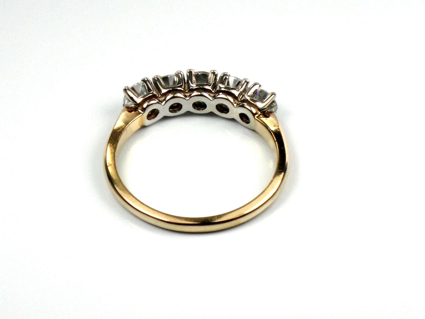 Vintage 14k Gold Diamond Wedding Ring - Five Stone Natural Wedding Band - Approx 1.0 CTS - Size 6.75
