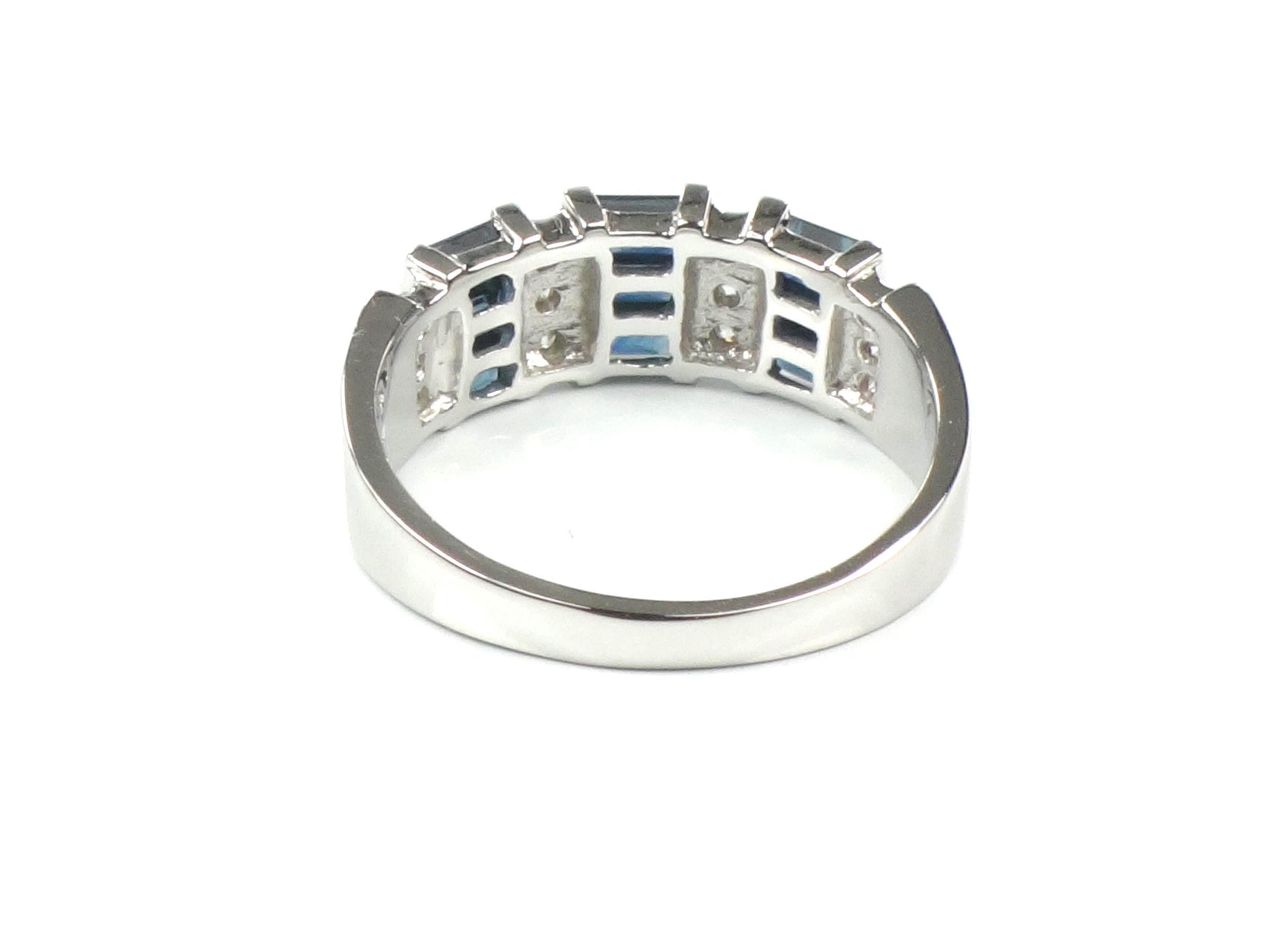 Vintage 14k White Gold Sapphire Diamond Ring: September Birthstone Wedding Band, Size 7.25