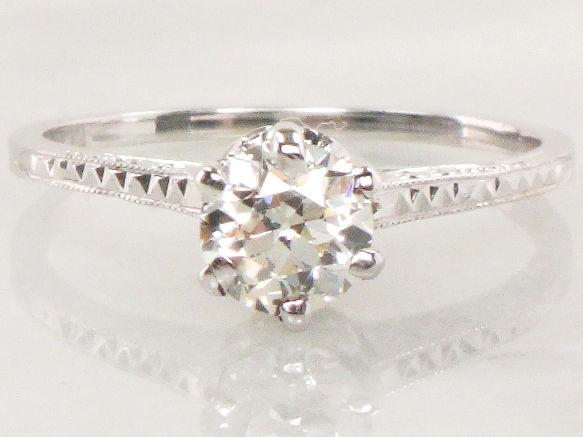 Old European Cut Diamond Engagement Ring - Art Deco 14k Gold .65 Carat GIA Certified Natural Diamond Solitaire- Circa 1920's - Fine Jewelry