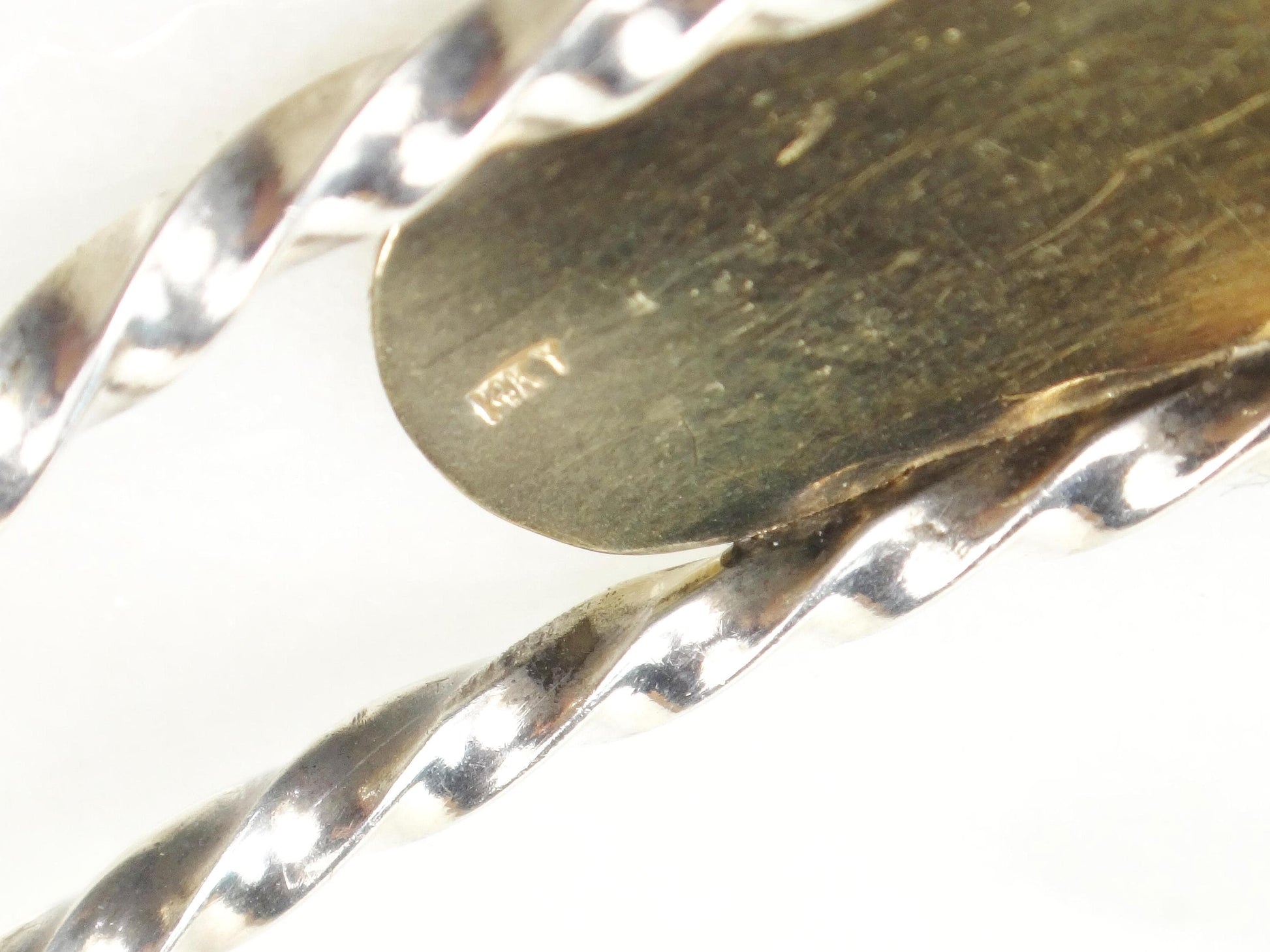 Vintage 14k Gold and Sterling Silver Cuff - Mixed Metal Monogram Name Bracelet - Engravable ID Jewelry - Circa 1970's