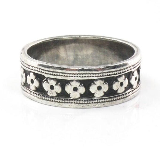 Vintage Floral Sterling Silver Ring 6.25 MM - Silver Wedding Band - Stacking Ring