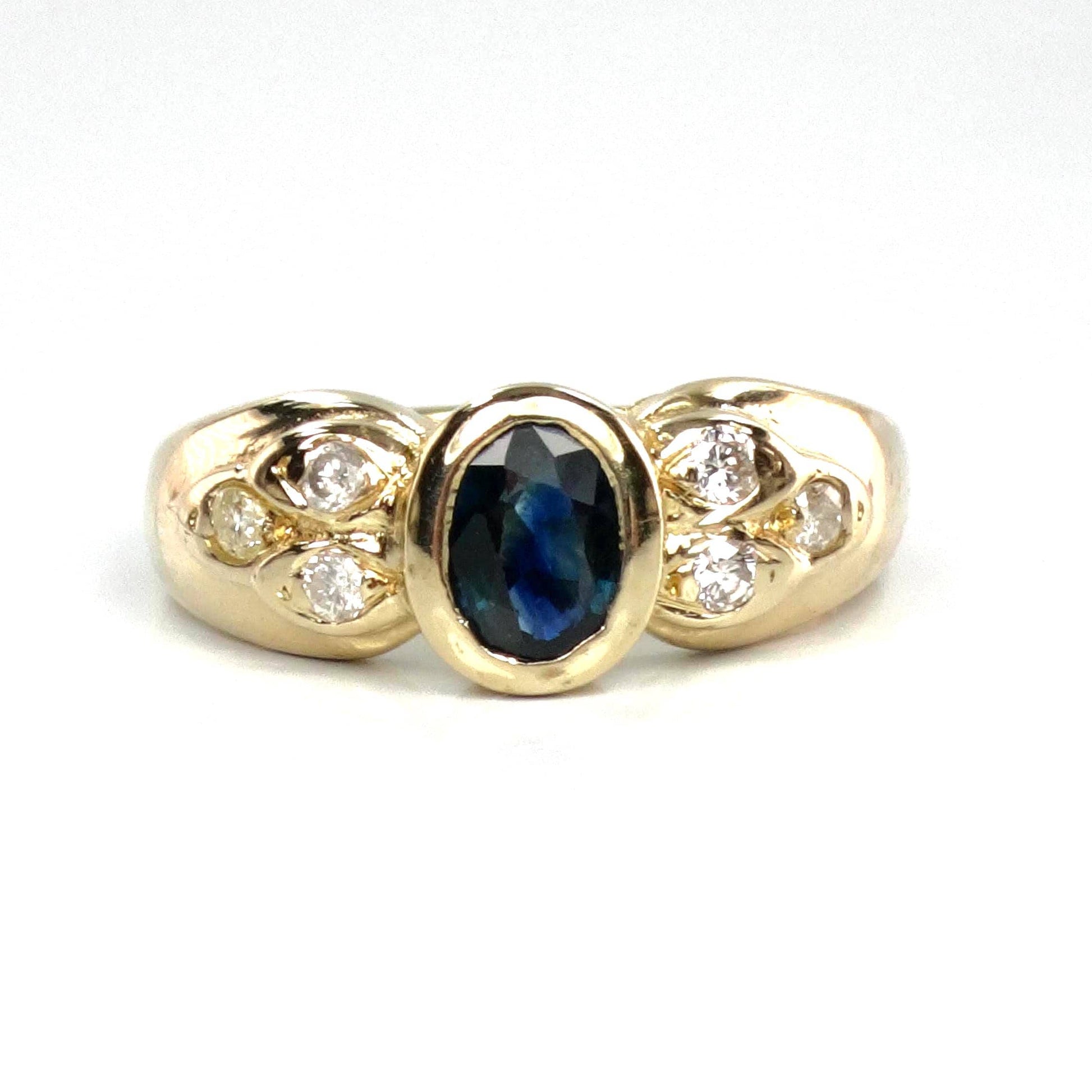 Sapphire Diamond Ring - Vintage 14k Yellow Gold September Birthstone Pinky Ring - Size 3.5
