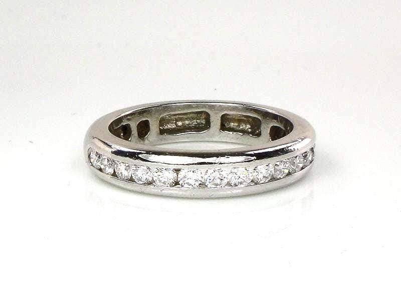 Platinum Diamond Wedding Band - Vintage Natural Round Gemstone Ring - Approx .70 Carats TDW Size 8