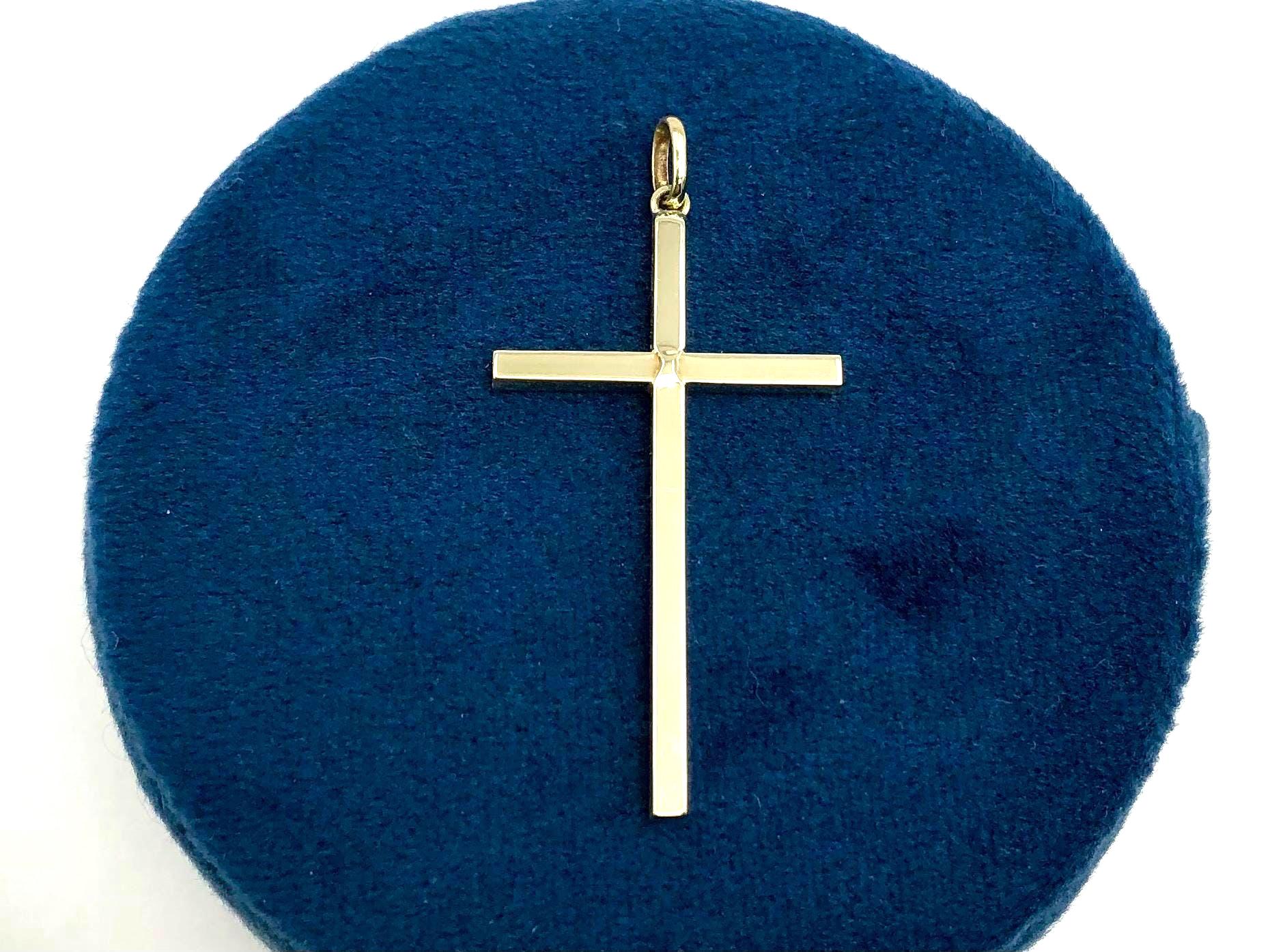 Vintage Simple 14k Yellow Gold Cross Pendant, Religious Jewelry