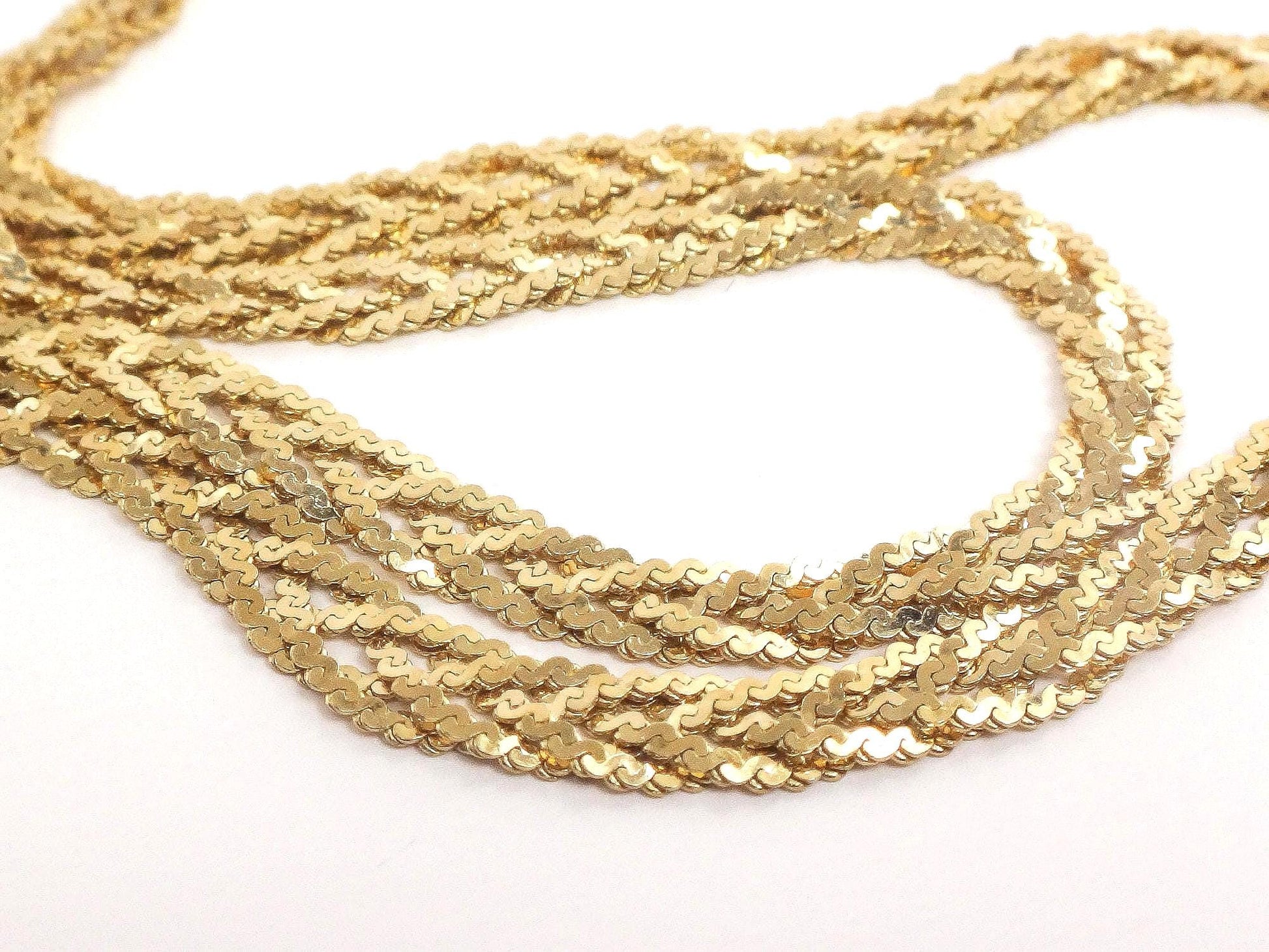 Vintage 14k Gold Braided Necklace - Woven Yellow Gold Chain 17.25"