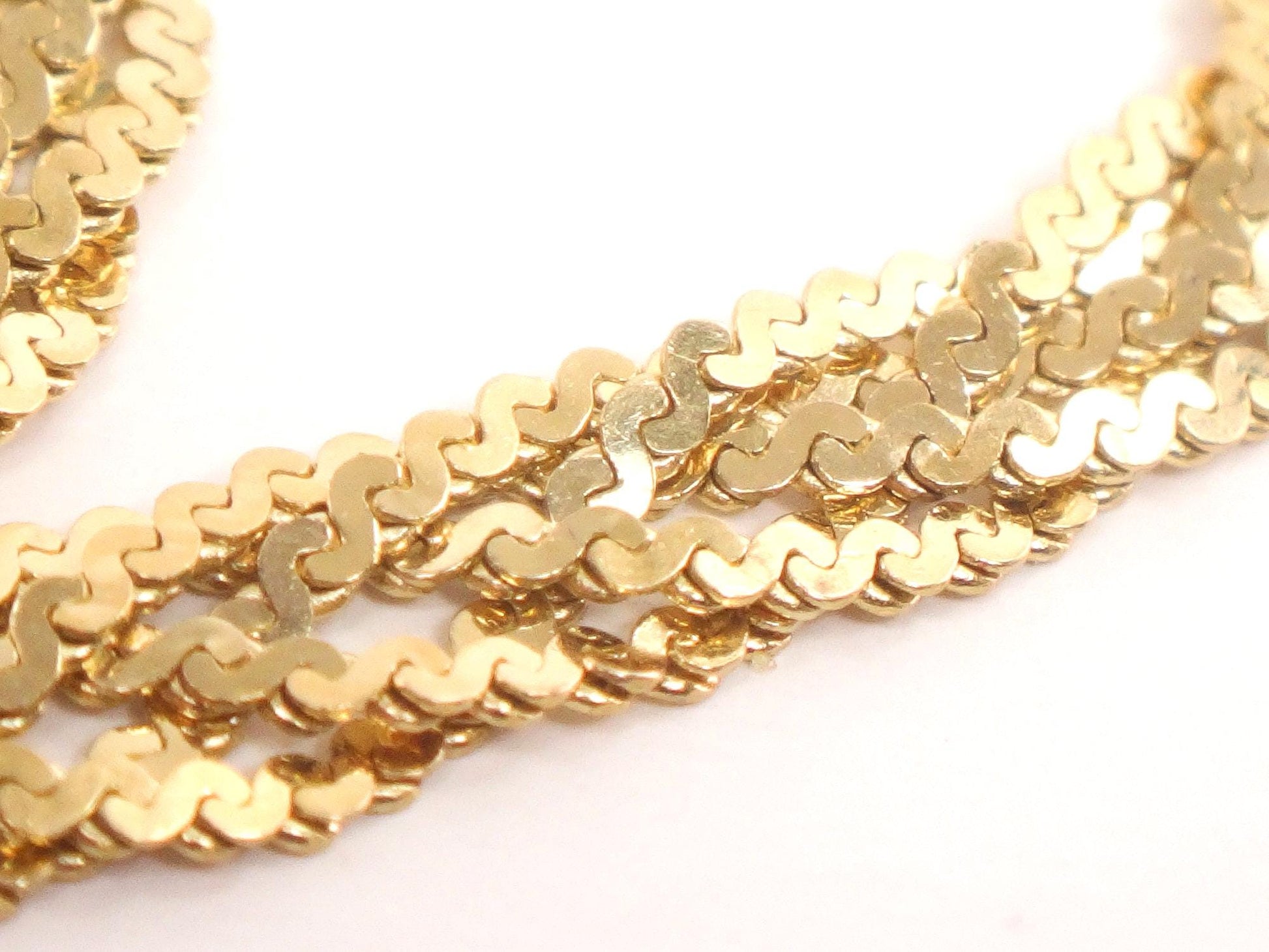 Vintage 14k Gold Braided Necklace - Woven Yellow Gold Chain 17.25"
