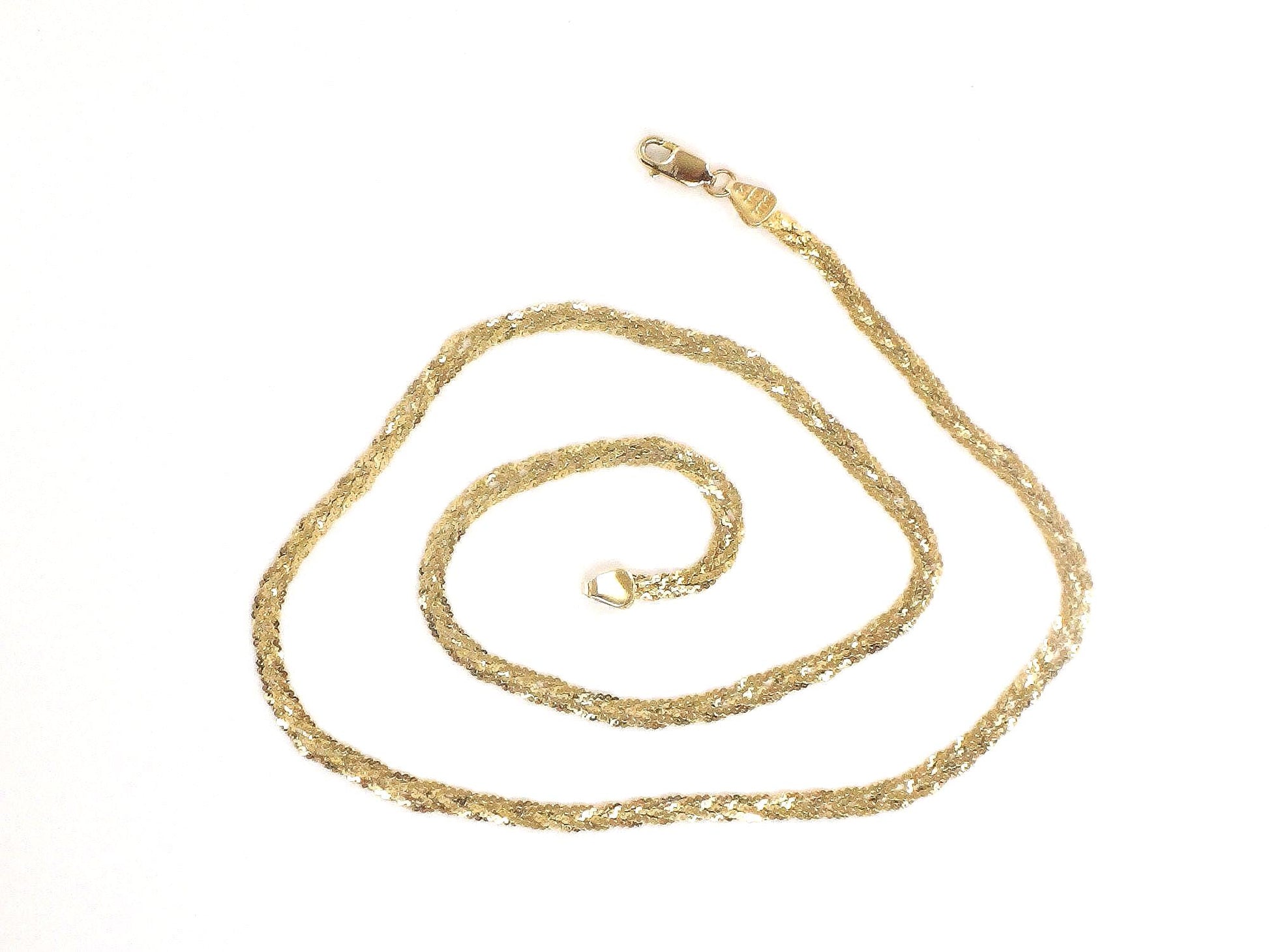 Vintage 14k Gold Braided Necklace - Woven Yellow Gold Chain 17.25"