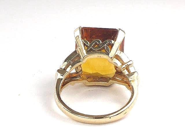 Vintage 10k Gold Citrine Ring: 8 CT Rectangle Cut November Birthstone, Size 6