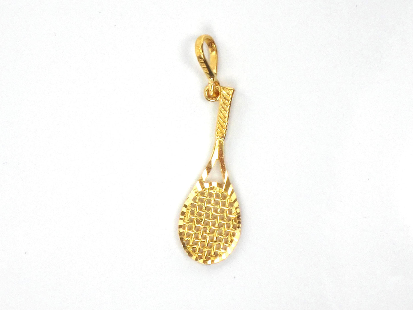 Vintage Solid 21k Yellow Gold Tennis Racket Pendant Charm