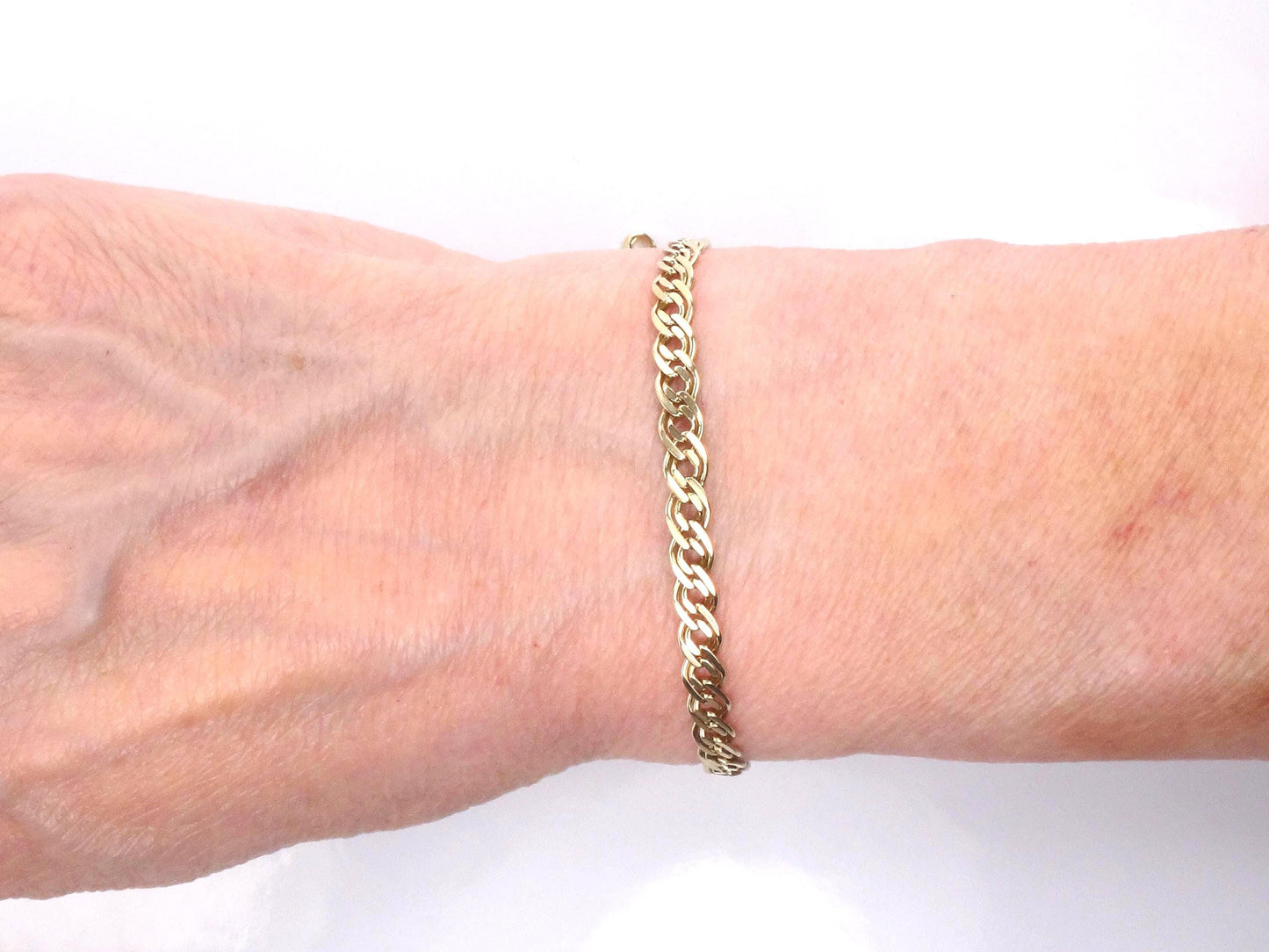 Vintage 14k Yellow Gold Link Bracelet, Solid Gold Bracelet 7 1/2"