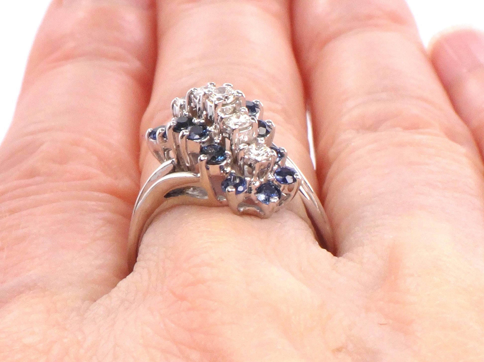 Vintage 14k Gold Genuine Sapphire and Diamond Ring - Blue Sapphire September Birthstone - Size 6.5