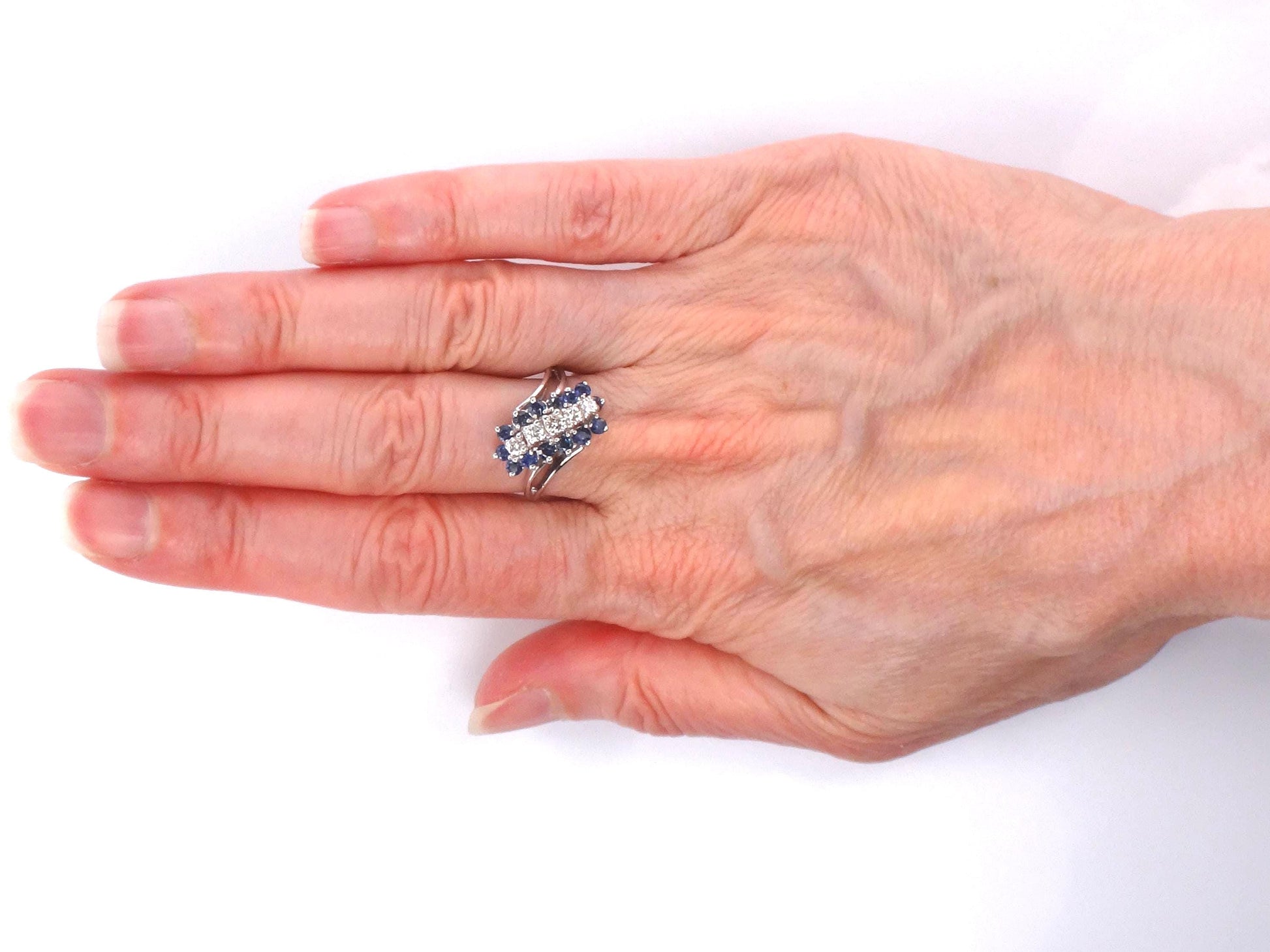 Vintage 14k Gold Genuine Sapphire and Diamond Ring - Blue Sapphire September Birthstone - Size 6.5