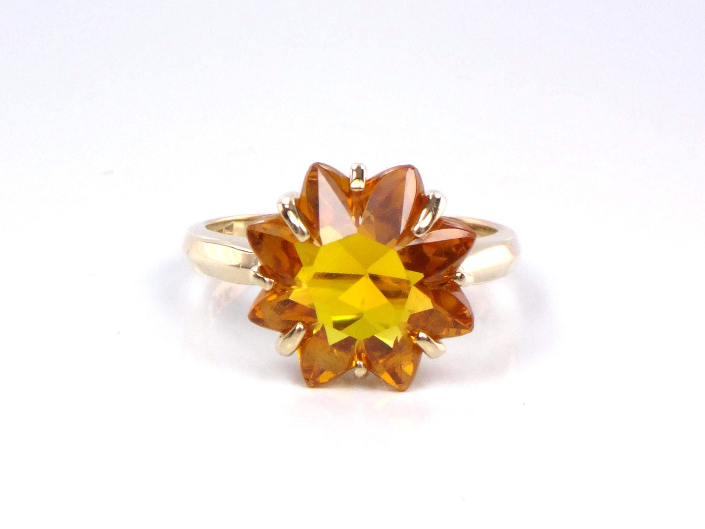 Vintage 14k Star Cut Yellow Sapphire Ring - Yellow Gold Fancy Cut November Birthstone - Size 6 - Circa 1950's Fine Jewelry
