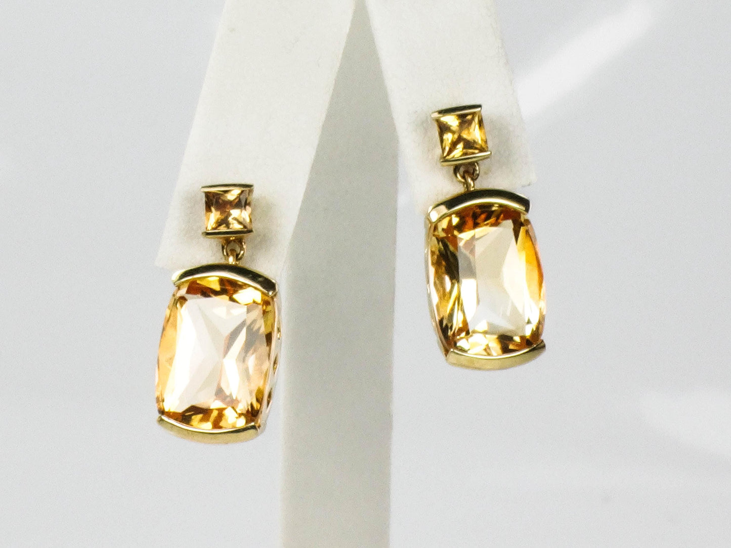 Vintage 14k Gold Citrine Dangle Earrings: November Birthstone