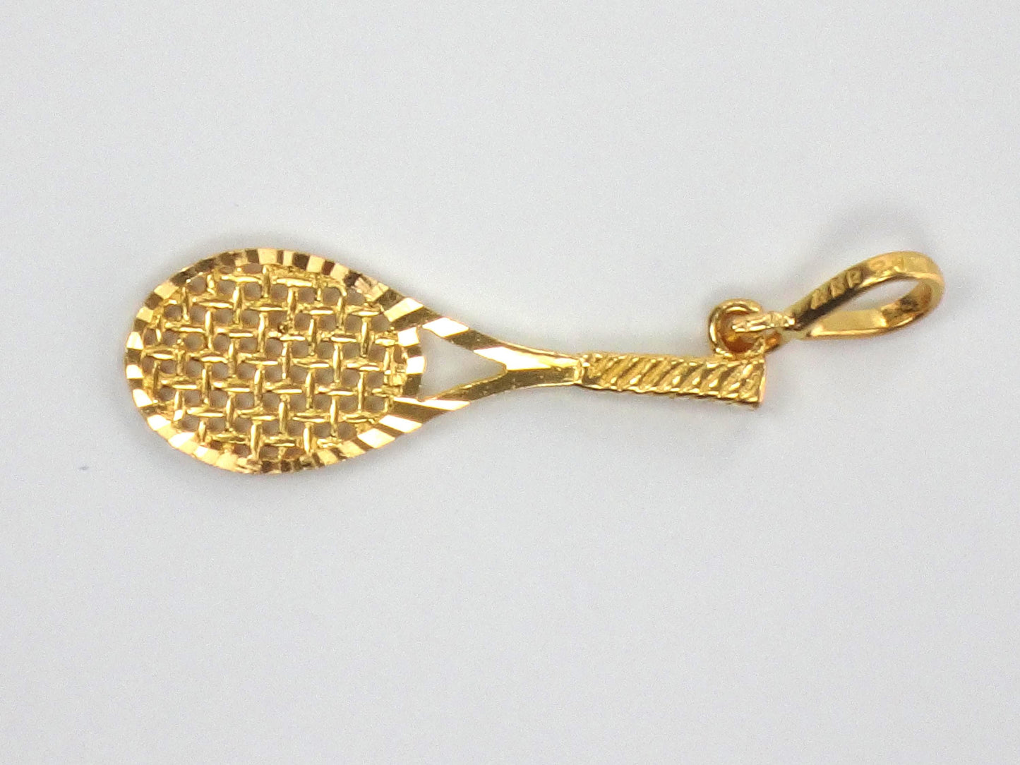 Vintage Solid 21k Yellow Gold Tennis Racket Pendant Charm
